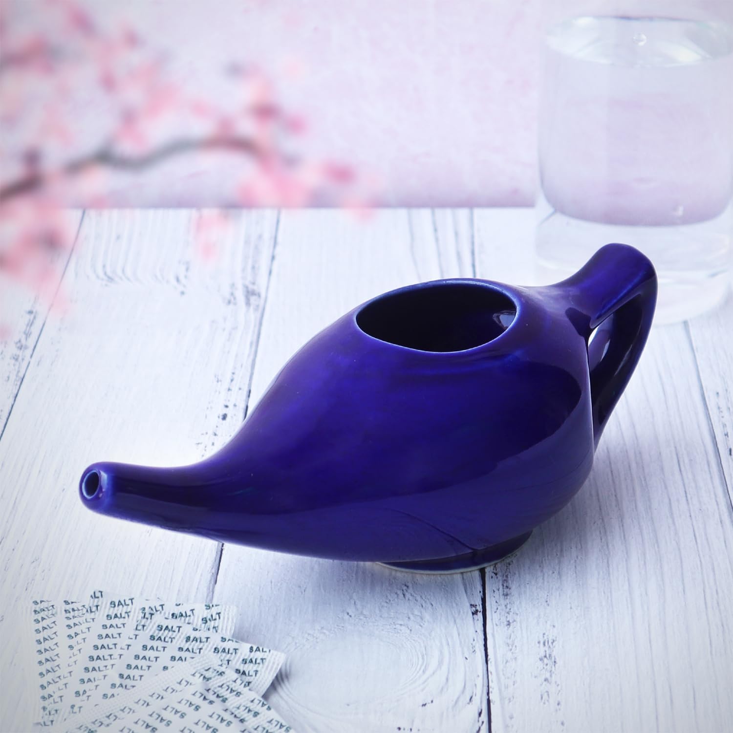 Neti Pot Ceramic Niyamas Blue + 25g Himalayan Salt - Image 6